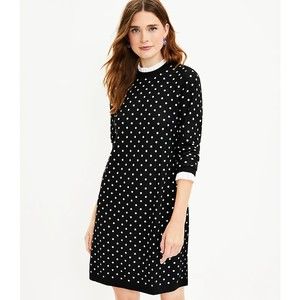 LOFT Dotted Ruffle Trim Sweater Dress
